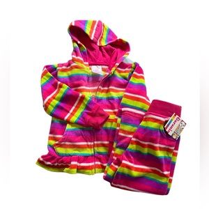 Rainbow striped sweatsuit for baby girl